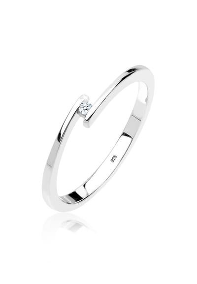 Elli PREMIUM - Ring - Dames Verlovingsring met Diamant (0.015 ct.) in 925 Sterling Zilver - Dames
