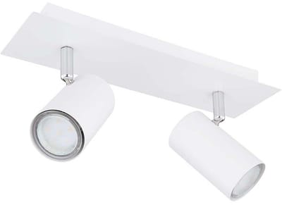 Plafondspot Spotlight strip plafondlamp Slaapkamerlamp 2-lichts spot beweegbaar, metaal wit, 2x GU10 fitting, LxBxH 30x9x12 cm