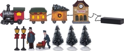Star Trading LED kerstverlichting 'Kidsville', kersttafereel met locomotief en figuren, batterijen + timer, L 60cm