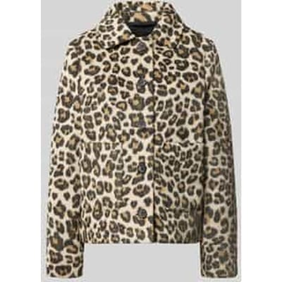 Tom Tailor - Wollen jas met luipaardprint - Maat L - beige leo print