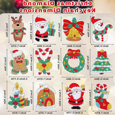 12-delige Set Diamant Schilderen Sleutelhangers DIY 5D Kunst Voor Kinderen en Volwassenen, Perfect Voor Sleutels, Tassen en Kerstdecoratie