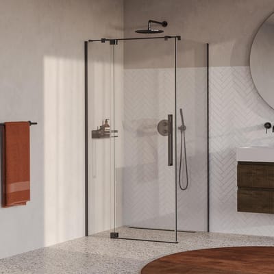 Brauer Stellar - Douchecabine met Draaideur - Helder Glas - 100x100x200 cm - Omkeerbaar - incl. Glascoating - PVD Gunmetal Geborsteld