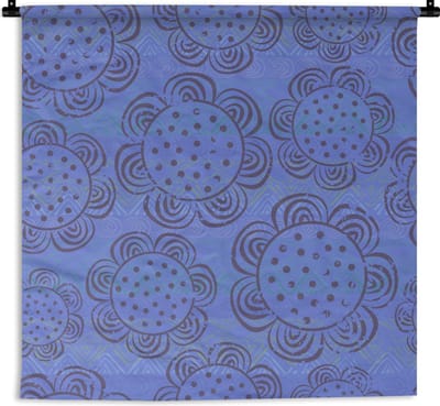 Wandkleed - Wanddoek - Bloemen - Patronen - Blauw - 90x90 cm - Wandtapijt