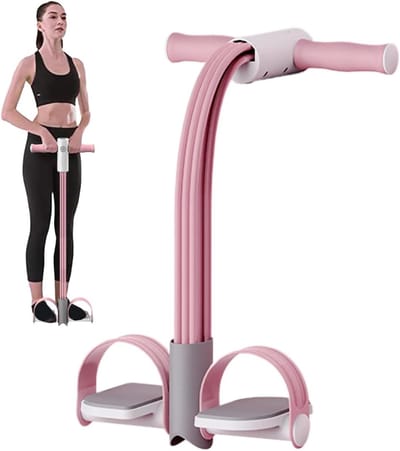 Fitness Pedal Puller - Abdominal Trainer Band - Kracht Training - Real-time Stemtelling - 126 cm Lengte - Roze