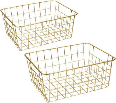 Daity Draadmand - gouden 2-pack draadmand - organiseren van knutselwerkjes om de keuken te decoreren (goud koper)
