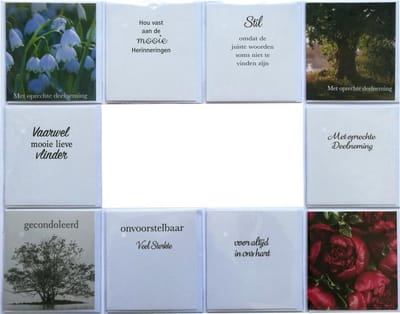 Condoleance Kaarten - 10 Stuks - Met oprechte Deelneming - 12 x 11 cm - L-130