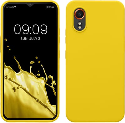 kwmobile telefoonhoesje geschikt voor Samsung Galaxy Xcover7 - Hoesje met siliconen coating - Smartphone case in stralend geel