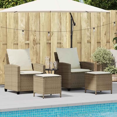 vidaXL - 4-delige - tuinbankset - met - kussens - beige - polyrotan