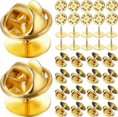 Fako Bijoux - 25 Steek Pinnen Met Pin Backs - Badge Pin - Revers Pinnen - Kopspijkers - Vlinder Clutch Backings - Pin Cap Keepers - DIY Voor Broche Sieraden - 25 Sets - Goud