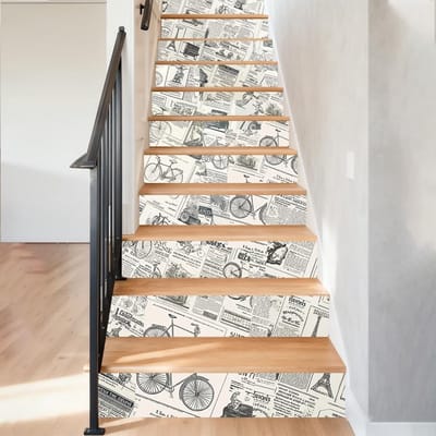 Dailygoods- Trapstickers Vintage Krantenpatroon - 15 Stuks