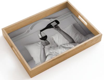 Dienblad hout 40x30 cm - Schootdienblad - Lakens - Armen - Wijn - Glas - Borrelplank rechthoek - Plateau dienbladen