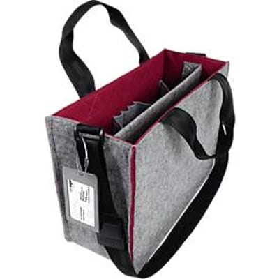 Laptoptas Sigel Desk Sharing Bag Bicolor M, voor laptops tot 15,4″, 2 grote vakken/2 zijvakken, handgrepen, schouderriem, synthetisch vilt, grijs-rood
