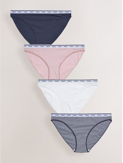 Next - Dames - Set van 4 katoenen slipjes met hoog uitgesneden pijpjes en logo - Roze