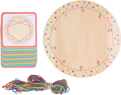 Houten Geoboard - Educatief Speelgoed - Leren Tekenen - Stimuleert Creativiteit - 24 x 23 x 4 cm - Houtkleur