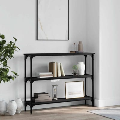 vidaXL - Wandtafel - 100x22,5x75 - cm - bewerkt - hout - zwart