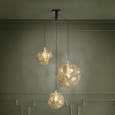 EGLO Hanglamp Skoura, messingkleurig, 70 x 68 cm, 3-lamps, staal