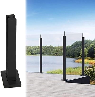 Balustrade paal - Glazen reling - Veiligheid creëren - Modern vierkant ontwerp - H 110 cm - Zwart
