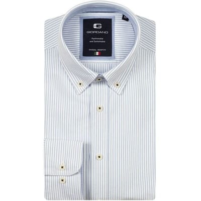 Giordano Overhemd Loretto Fine Striped Washed Classic Oxford Button-Down Soft Blue / male