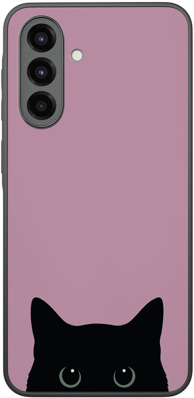 Hoesje geschikt voor Samsung Galaxy A36 - Zwarte kat - TPU Hard Case Backcover - Roze - Mooie Telefoonhoesjes