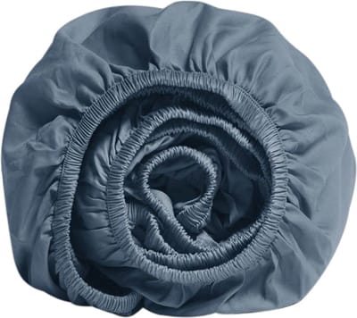Yumeko hoeslaken katoensatijn faded blauw 90x200x30 - Bio, eco & fairtrade