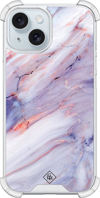 Casimoda® hoesje - Geschikt voor iPhone 14 - Marmer Paars - Shockproof case - Extra sterk - Siliconen/TPU - Paars, Transparant