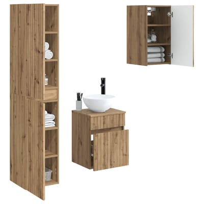 vidaXL - Badkamermeubel - Set - 3 - st - Artisanaal - eiken - 33 - x - 34,5 - x - 160 - cm