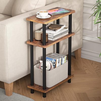 Sidetable Smal - Bijzettafel - Woonkamer Decoratie - Moderne Stijl - 40 x 18 x 61.5 CM - Bruin