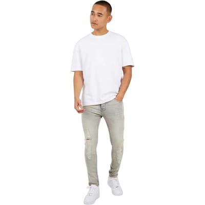 Brave Soul Heren Versleten Skinny Jeans (Blauw)