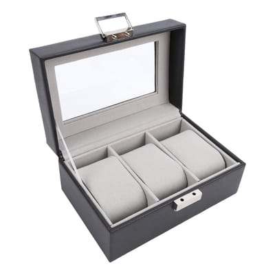 Dailygoods- Horlogedoos Stevige Materialen - Horlogekast met Glazen Deksel - Organizer voor Mannen/Vrouwen - Verwijderbaar Kussen - Stofdicht - Eenvoudig Schoon te Maken