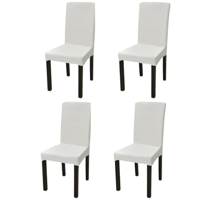 vidaXL - Stoelhoezen - 4 - st - stretch - recht - crèmekleurig