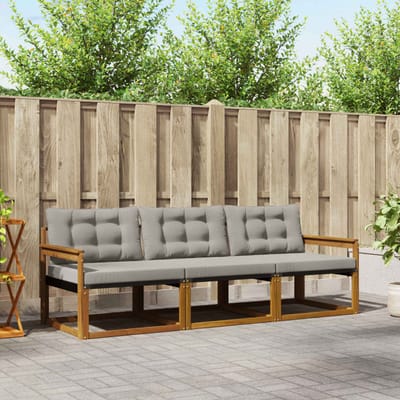 vidaXL - Buiten - bank - set - 3 - st - Natuurlijk - en - Licht - Grijs