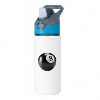 Hacebo® - Biljartbal waterfles met rietje blauw - Biljart - Biljarters - Snooker - poolen - nummer 8 - water fles - 650ML