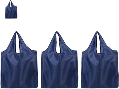 Herbruikbare boodschappentassen - Lichtgewicht, opvouwbaar en wasbaar - Duurzaam voor mannen en vrouwen - Set van 3 in blauw