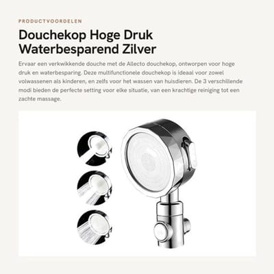 Douchekop Hoge Druk - Douchekop met Slang - Waterfilter - 3 Modi - Doucheset - Geschikt voor Huisdieren - ABS Materiaal - Handdouche