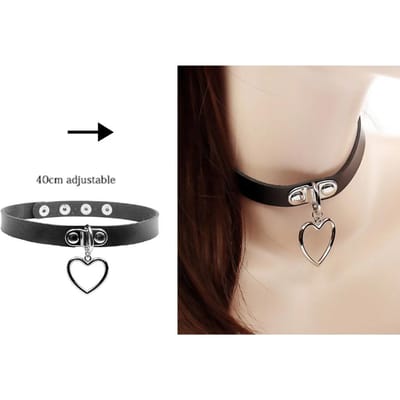 Sexy Trendy Vintage Charm Ronde Gothic Kraag Kettingen Sieraden Gift Gothic Lederen Hart Harajuku Vrouwen Punk Choker Ketting 40cm adjustable beige
