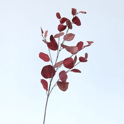 Eucalyptus tak - groot - rood - zijden bloemen - 3 stelen - onderhoudsvrij - 87 cm - kunstbloemen