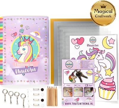Krimpfolie Knutselpakket Unicorn - Krimpfolie vellen - Unicorn knutselen - Krimpie Dinkie - Sieraden maken + gratis Unicorn Bewaarmap
