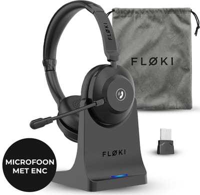 Floki® Draadloze Headset met Microfoon – Bluetooth Dual Connect – Noise Cancelling – Koptelefoon - Hoofdtelefoon