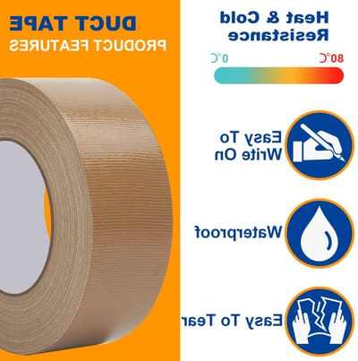 Waterdichte Woven Tape, Bruin, 75 mm x 20 m, Extra Sterke Reparatietape, Universele Gaffa Tape met Krachtige Hechting voor Repareren, Afplakken en Bevestigen