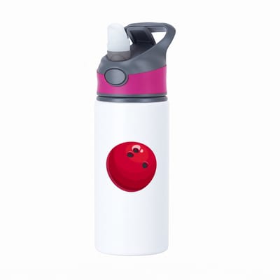 Hacebo® - Bowlingbal waterfles met rietje roze - Bowlen - Bowlers - sport - bal - cadeau - water fles - 650ML