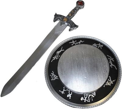 Funny Fashion Wapens Ridder/viking - zwaard 58 cm en schild 32 cm - Kostuum accessoires - verkleden