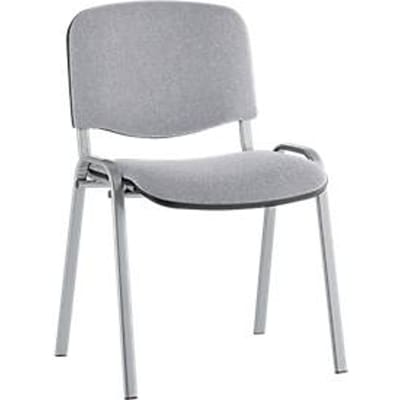 Bezoekerstoel ISO BASIC – stapelbaar - zilverkleurig aluminium onderstel - lichtgrijs