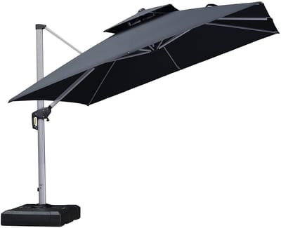 PURPLE LEAF Vierkant Parasol – Dubbel Top – 360 °Graden Rotatie – UV werend doek– Windbestendige Zweefparasol