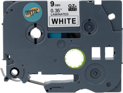 Dappaz - 5 stuks Brother Compatible Labeltape TZe-221 Zwart op Wit 9 mm x 8 m - tze221 - Geschikt voor de Brother P-touch labelprinters