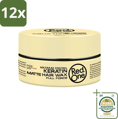Red One - Haarwax - Keratin Matte - Versterkende Styling - Voor Sterke Hold & Matte Look - 150 ml - Voordeelverpakking - 12 stuks - Matte finish - Styling wax