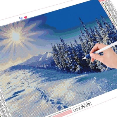 Diamant borduurwerk landschap sneeuw volledige boor ronde 5D DIY diamant schilderij winter 20X30CM gray