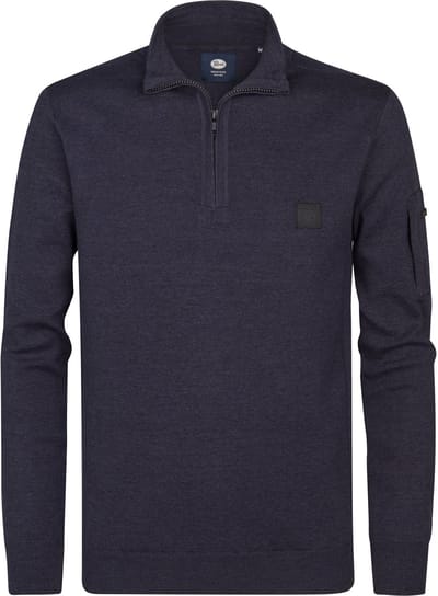 Petrol Industries - Heren Half-Zip Trui Aspen - Blauw - Maat S