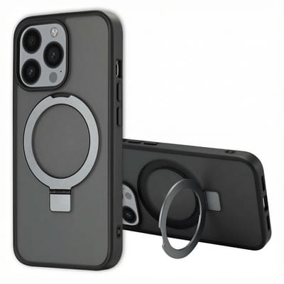 Accezz Hoesje - Geschikt voor Apple iPhone 13 Pro - Ring Stand Backcover geschikt voor MagSafe - Zwart