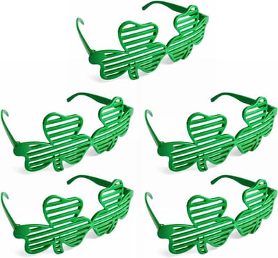 5 Paar St. Patrick's Day Shamrock Bril, Groene Klaveren Shutter Bril, Gnome Kostuum Accessoires voor Feestjes en Evenementen, Comfortabele Pasvorm