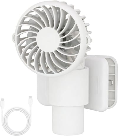 Handventilator – Miniventilator – USB-ventilator – Clipventilator – 3 Snelheidsstanden – 90° Verstelbaar – 1000mAh – Ideaal voor thuis, op kantoor & onderweg – Wit